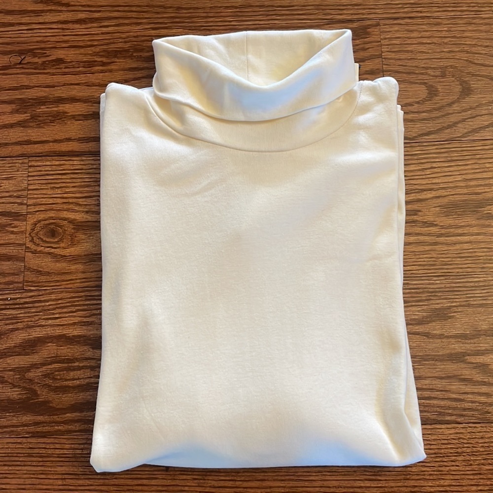 NWT TALBOTS petite basic ivory turtleneck cowlneck knit top Pima cotton 3XPetite